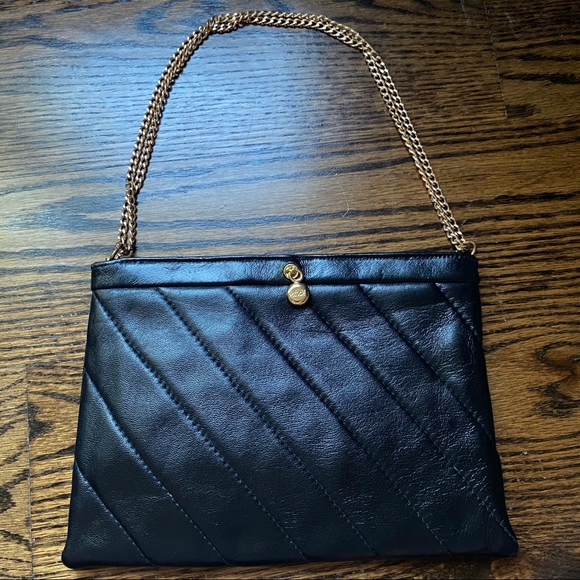 ANDE Vintage Black Clutch/Shoulder Leather Bag EUC - Picture 1 of 6